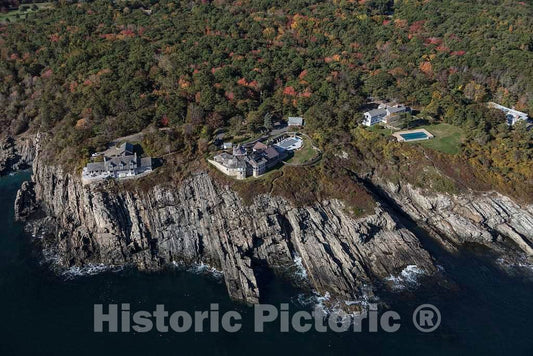 Photo- an October 2017 Aerial View of Homes high Above The Atlantic Ocean on The Rocky Coast of Maine, Near Bald Head Village 3 Fine Art Photo Reproduction