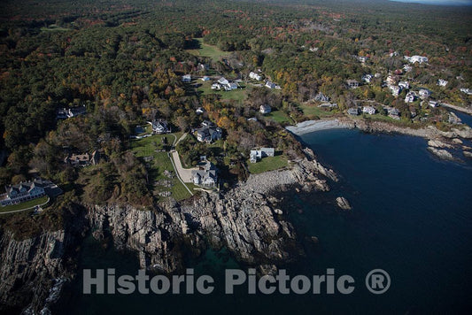 Photo- an October 2017 Aerial View of Homes high Above The Atlantic Ocean on The Rocky Coast of Maine, Near Bald Head Village 4 Fine Art Photo Reproduction