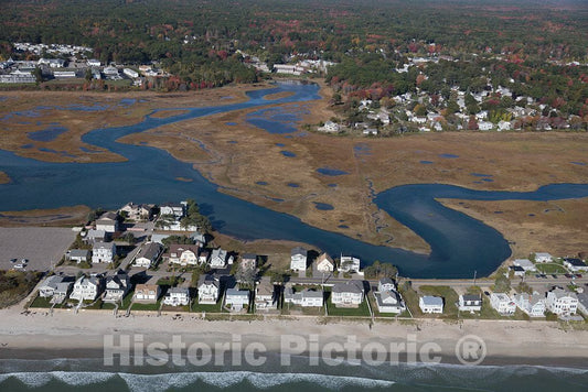 Photo- An October 2017 aerial view of homes along Ogunquit Beach, Maine, and a portion of the Wells National Estuarine Research Reserve behind them 1 Fine Art Photo Reproduction