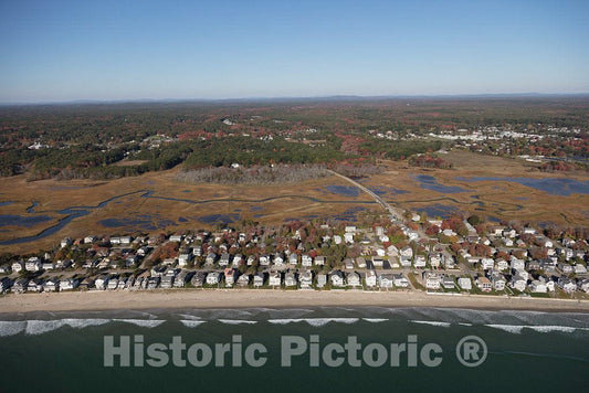 Photo- An October 2017 aerial view of homes along Ogunquit Beach, Maine, and a portion of the Wells National Estuarine Research Reserve behind them 2 Fine Art Photo Reproduction