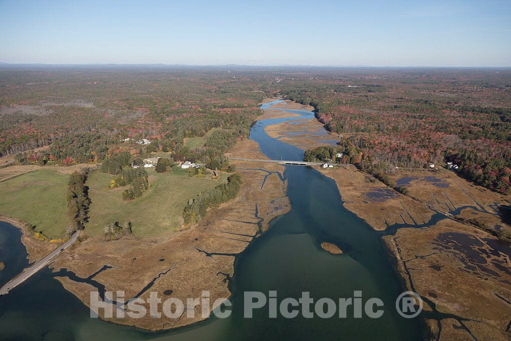 Photo - an October 2017 Aerial View of a Portion of The Wells National Estuarine Research Reserve and its Laudholm Farm Near Wells, Maine- Fine Art Photo Reporduction