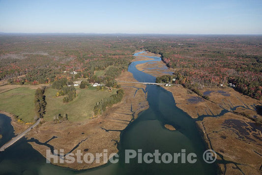 Photo - an October 2017 Aerial View of a Portion of The Wells National Estuarine Research Reserve and its Laudholm Farm Near Wells, Maine- Fine Art Photo Reporduction