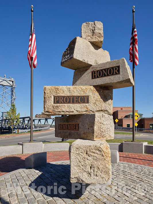 Photo - Stone Marker in Portsmouth, New Hampshire's Portsmouth Memorial Park. - Fine Art Photo Reporduction