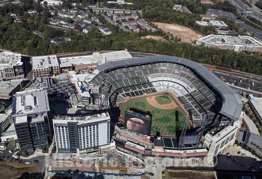 Photograph - Aerial Photographgraph of the Atlanta, Georgia, area taken in October 2017, with a focus on SunTrust Park northwest of downtown Atlanta in the Cumberland neighborhood of Cobb County 1
