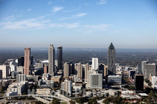 Photo - Aerial Photo of The Skyscraper-Filled Downtown Heart of Atlanta, Georgia, Taken in October 2017- Fine Art Photo Reporduction