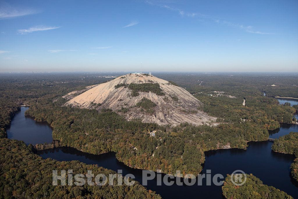 Photo- Aerial Photo, Taken in October 2017, of Stone Mountain, in The Town of The Same Name East of Downtown Atlanta, Georgia 1 Fine Art Photo Reproduction