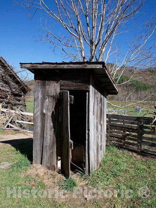Photo - Outdoor Privy, or Outhouse, at Harvest Farm in Valle Crucis, a Town in The far-Western Appalachian Mountains of North Carolina- Fine Art Photo Reporduction