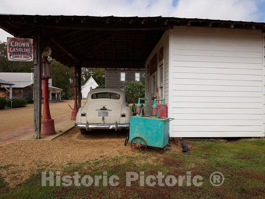 Photo- View of an Old-Style Crown Gasoline and Service Station at The Mississippi Agriculture and Forestry Museum, Better Known Locally as Simply The Mississippi Ag Museum