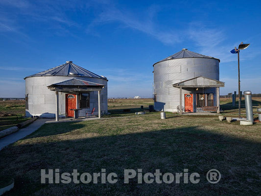Photo - Converted silos are Now Funky Motel Rooms on The Hopson Plantation site on The outskirts of Clarksdale, in Mississippi's Delta Region- Fine Art Photo Reporduction