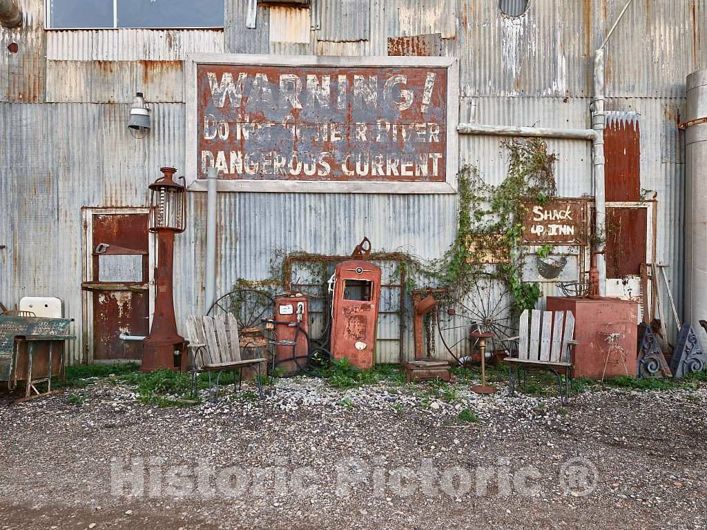 Photo - Assorted memorabilia outside the old commissary building on the Hopson Plantation site on the outskirts of Clarksdale, in Mississippi's Delta region