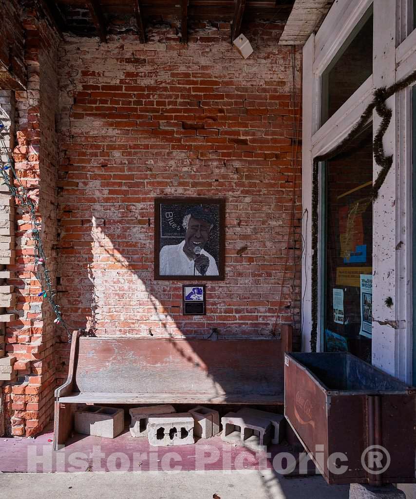 Photo- Tribute to Legendary Jazz Musician Foster Mr. Tater The Music Maker Wiley on a Wall in Clarksdale, Mississippi, a Vibrant Music Venue in The state's Delta Region