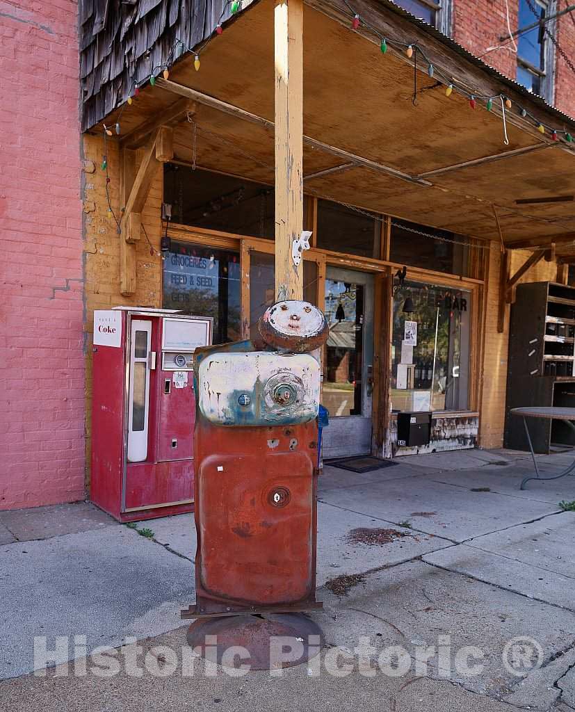 Photo - Metal Art, Possibly Depicting a Snowman (or Snow Woman) Outside Miss Del's General Store in Clarksdale, Mississippi- Fine Art Photo Reporduction