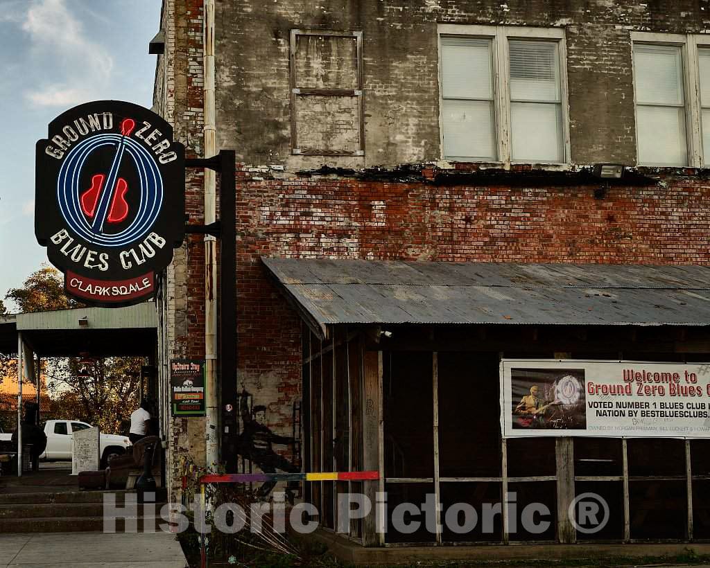 Photo- Corner of The Ground Zero Blues Club in The Vibrant Mississippi Delta Town of Clarksdale is (as of 2017) co-Owned by Renowned American Actor and Narrator Morgan Freeman