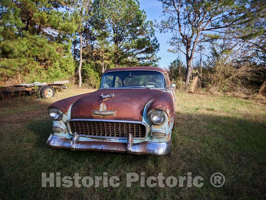 Photo - Classic, if Well-Worn, 1955 Chevrolet in a Field Near Taylor, Mississippi- Fine Art Photo Reporduction