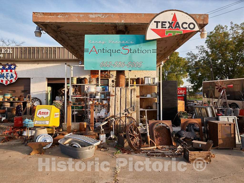 Photograph - Often Whimsical Assortment of Antiques and Low-Priced Collectibles at Randy Vernon's Antique Station, in and Around The Old Johnson's Wrecker Service Garage in Pontotoc 2
