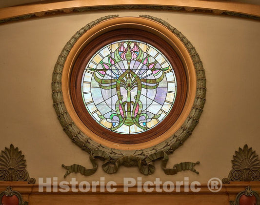 Photo - Stained-Glass Window at The top of The Grand Staircase at The Mississippi State Capitol in Jackson- Fine Art Photo Reporduction