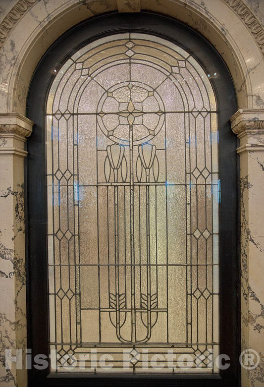 Photo - One of Three leaded-Glass Windows Behind The dais in The Senate Chamber of The Mississippi State Capitol in Jackson- Fine Art Photo Reporduction