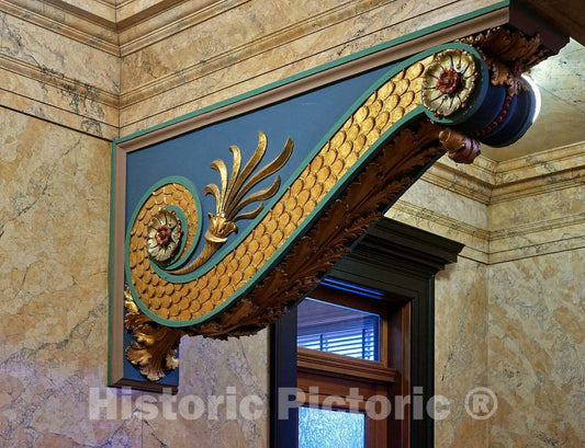 Photo - One of four decorative consoles (sometimes called brackets) in the House of Representatives Chamber at the Mississippi State Capitol in Jackson- Fine Art Photo Reporduction