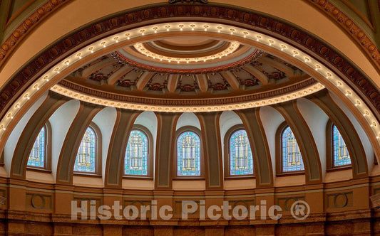 Photo - Stained Glass Windows in The House of Representatives Chamber at The Mississippi State Capitol in Jackson- Fine Art Photo Reporduction
