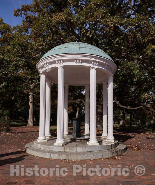 Photo- The Old Well, which has become a symbol of the University of North Carolina at Chapel Hill, the flagship campus of the 17 locations of the University of North Carolina system