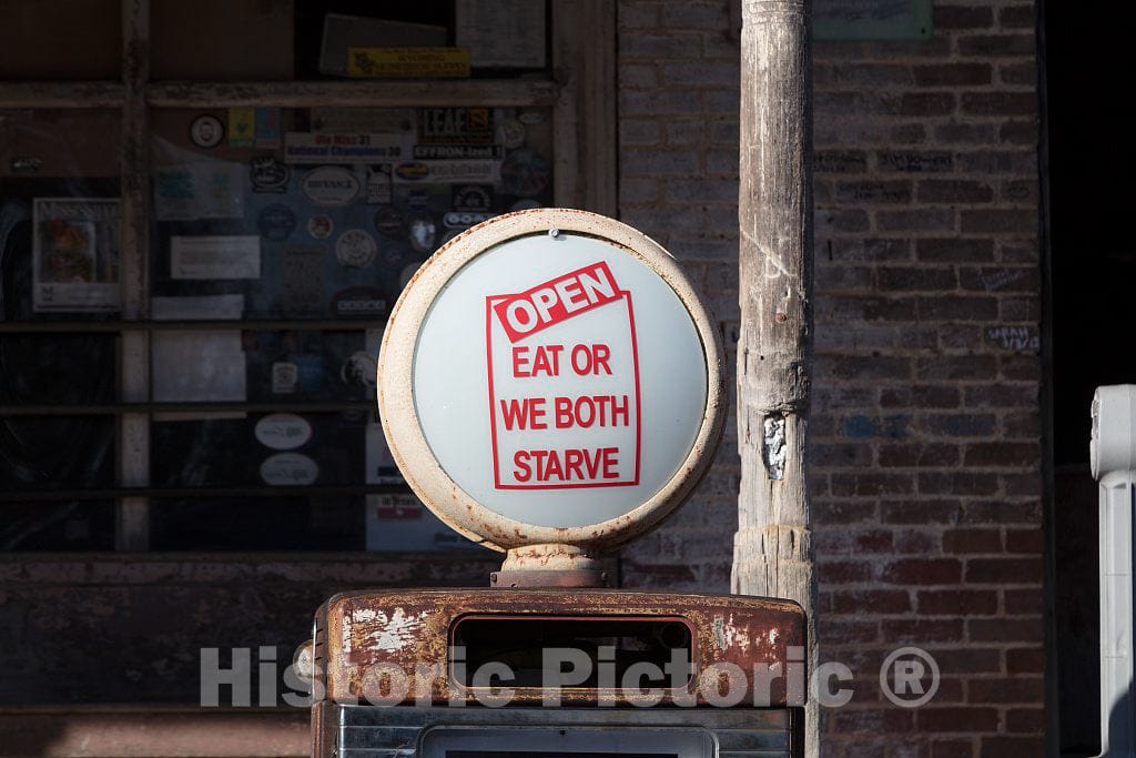 Photo - Detail of a Sign ATOP an Old Gas Pump in Pontotoc, Mississippi- Fine Art Photo Reporduction