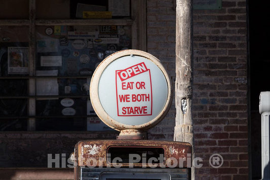 Photo - Detail of a Sign ATOP an Old Gas Pump in Pontotoc, Mississippi- Fine Art Photo Reporduction
