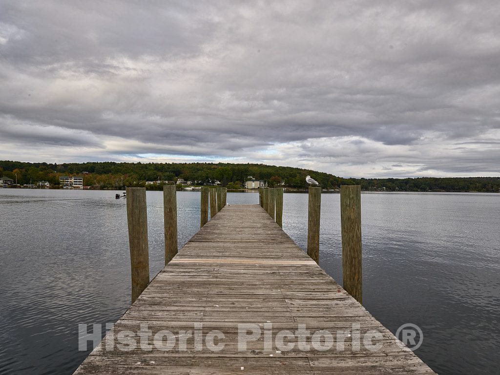 Photo - Wooden pier Extending into Meredith Bay of Lake Winnipesaukee in Meredith, New Hampshire- Fine Art Photo Reporduction