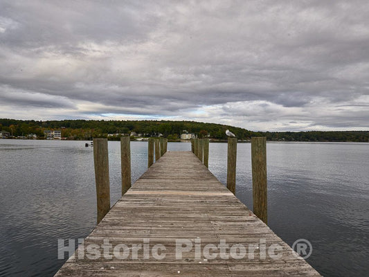 Photo - Wooden pier Extending into Meredith Bay of Lake Winnipesaukee in Meredith, New Hampshire- Fine Art Photo Reporduction