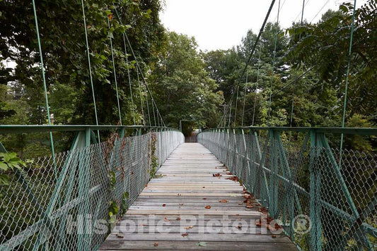 Photo- The Milford Swing Bridge, in Milford, New Hampshire, is a 200-foot Iron-Cable Suspended Footbridge, Built in 1889 2 Fine Art Photo Reproduction