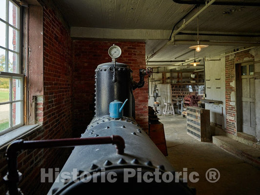 Photo - Boiler Room in a Building at Canterbury Shaker Village, a Historic site and Museum in Canterbury, New Hampshire- Fine Art Photo Reporduction