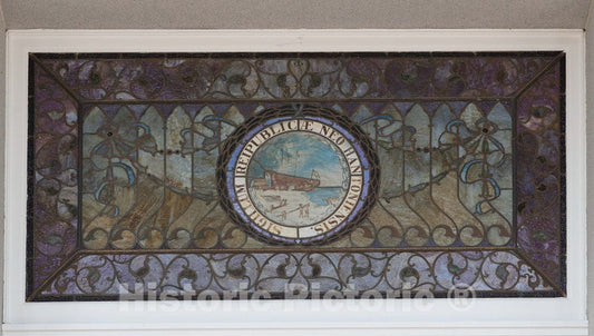 Photo - Stained-Glass Inlay Above The Door of The New Hampshire Capitol (which New Hampshirites Call The State House) in Concord, New Hampshire's Capital City