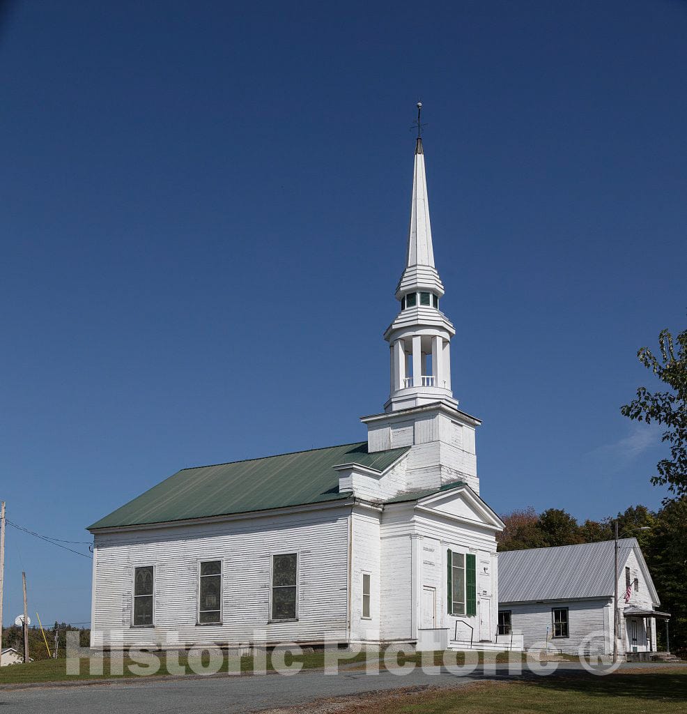 Photo - Church and 1849-vintage Town Hall in Lunenburg, New Hampshire- Fine Art Photo Reporduction