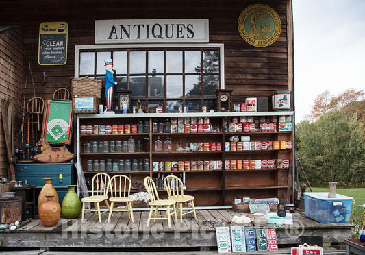 Photo - Even The Porch is Chock Full of Collectibles at The Indian Brook Trading Co. Antiques Store in Bethlehem, New Hampshire- Fine Art Photo Reporduction
