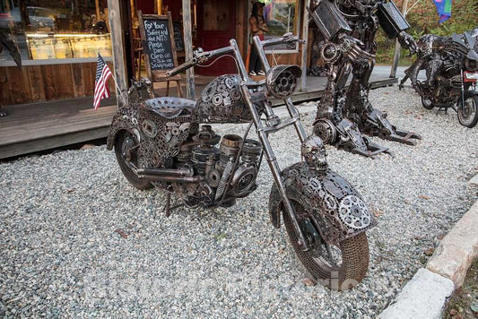 Photo - Metal-Art Motorcycle at The Indian Brook Trading Co. Antiques and Collectibles Store in Bethlehem, New Hampshire- Fine Art Photo Reporduction