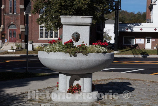 Photo - Decorative Granite Flower Basket in Downtown Barre (Pronounced Barry)- Fine Art Photo Reporduction