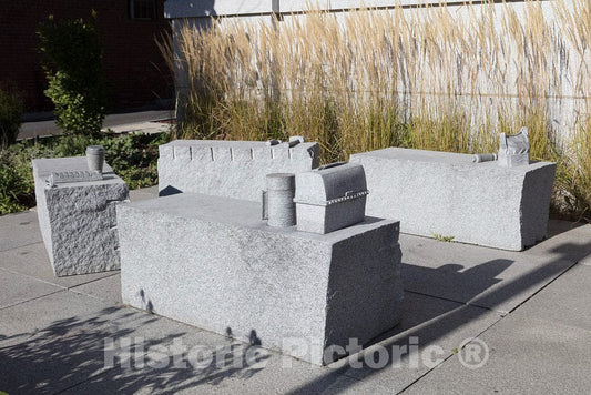 Photo- Decorative granite elements outside the Vermont Granite Museum, located within an 1890s manufacturing plant in Barre (pronounced"Barry"), Vermont 2 Fine Art Photo