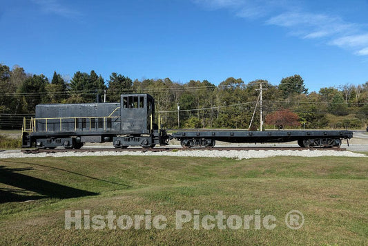 Photo - Old Granite shed Yard Engine and flatcar Outside The Vermont Granite Museum, Located Within an 1890s Manufacturing Plant in Barre (Pronounced Barry), Vermont