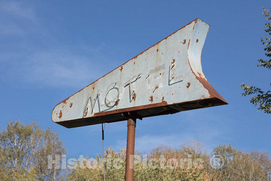 Photo - Sign That Barely Survives from an Old Motel (which Didn't Survive) in Barre, Vermont- Fine Art Photo Reporduction