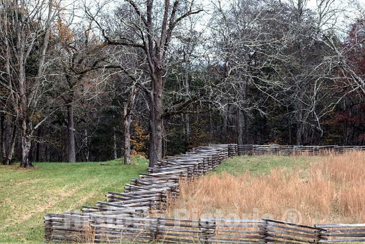 Photo - Split-rail fences at the Chickamauga portion of the Chickamauga & Chattanooga National Military Park- Fine Art Photo Reporduction