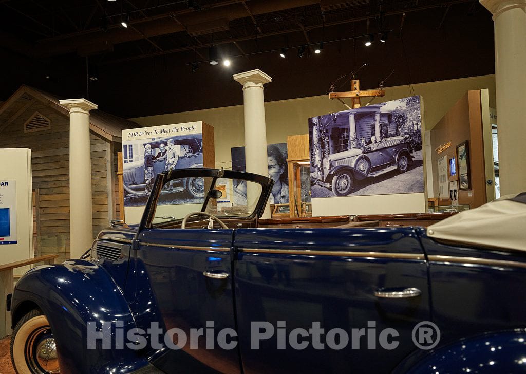 Photo- Frankln D. Roosevelt's 1938 Ford Convertible, displayed at The Little White House in Warm Springs, Georgia, The Town in which he Sought Treatment for polio in 1924 1