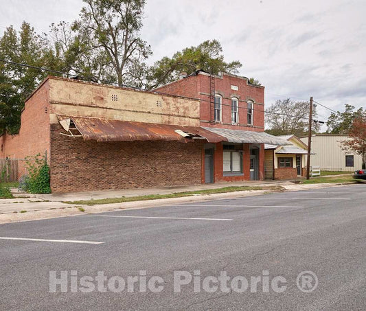 Photo - The Abandoned Old U.S. Post Office (Left) and Other City Buildings in Shiloh, Georgia- Fine Art Photo Reporduction