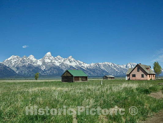 Photo- Dwellings Along Mormon Row in The Jackson Hole (as Locals Call a Valley) Beneath The Teton Range in Grand Teton National Park, in The Northwest Corner of Wyoming