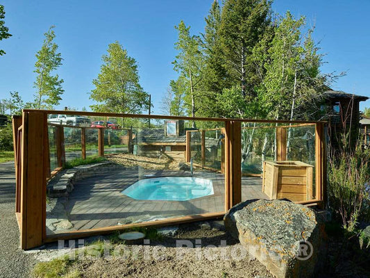 Photograph - Pool setting outside a guest cabin at Spring Creek resort ranch on the edge of Grand Teton National Park and a wildlife reserve beneath the Teton Mountain Range in Jackson Hole 2