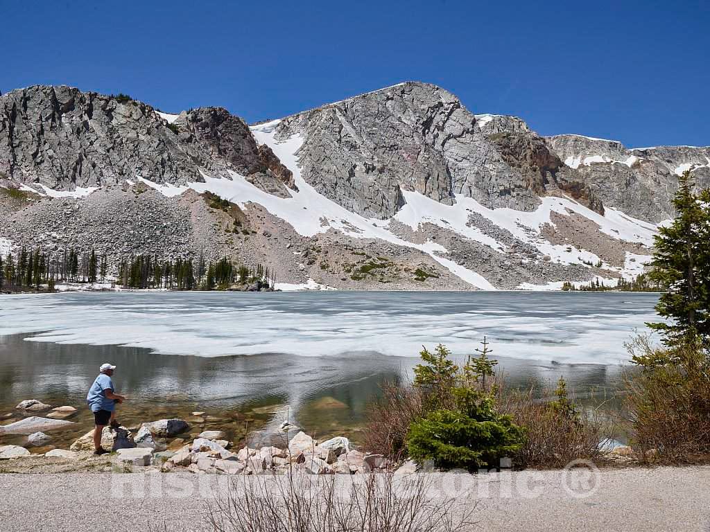 Photo - A Visitor beholds Lake Marie in Wyoming's Snowy Range, Between Saratoga and Laramie- Fine Art Photo Reporduction