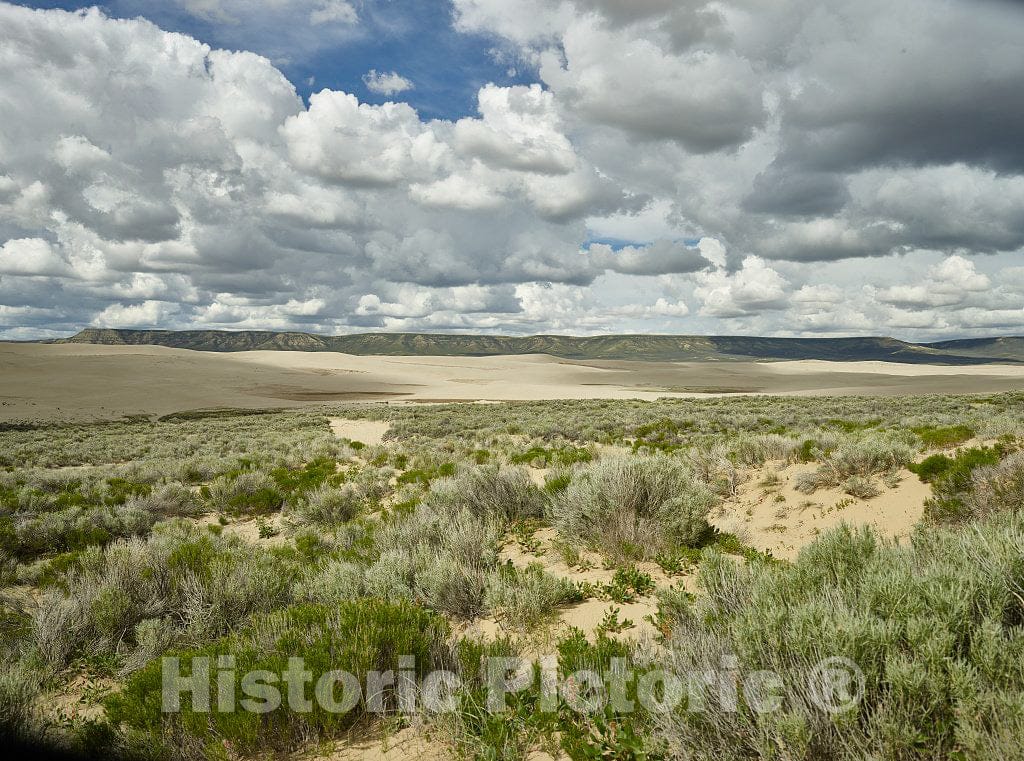 Photo- Distant View of The Kilpecker Sand Dunes and The forbidding Sweetwater County high-Plains Terrain in Wyoming 2 Fine Art Photo Reproduction
