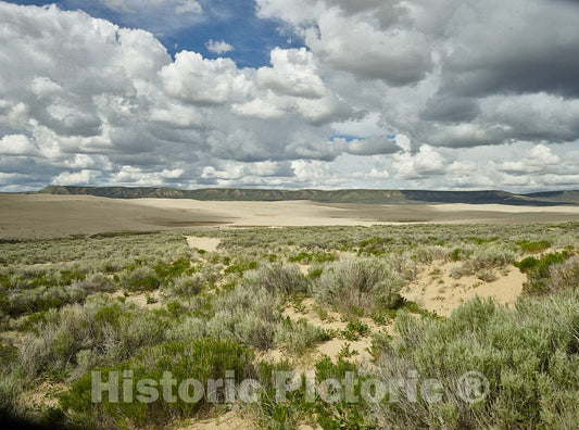 Photo- Distant View of The Kilpecker Sand Dunes and The forbidding Sweetwater County high-Plains Terrain in Wyoming 2 Fine Art Photo Reproduction