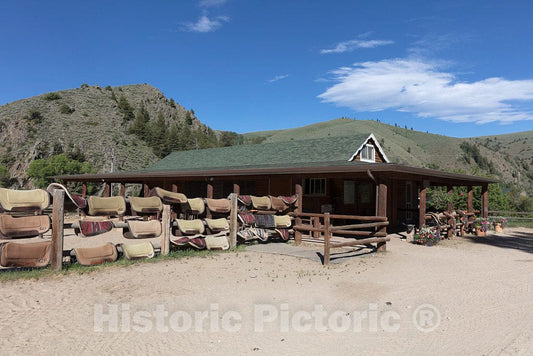 Photo- Saddle Pads are Dry and Ready for Guests' use During Horseback Rides at The A Bar A Ranch, a Guest Ranch Near The Town of Riverside in Carbon County, Wyoming 2