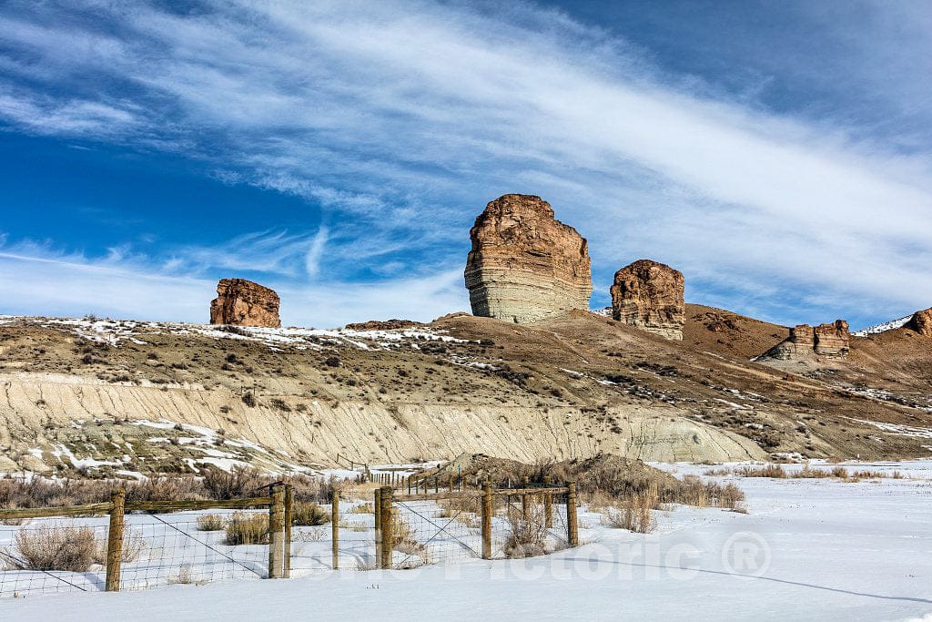 Photo- Winter-Day Scene in Rugged Sweetwater County, Wyoming, Near The Small City of Green River 1 Fine Art Photo Reproduction