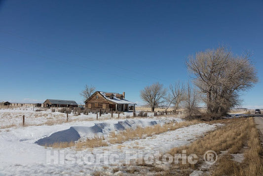 Photo - Remote Farmstead in Wintertime in Rugged Sweetwater County, Wyoming- Fine Art Photo Reporduction