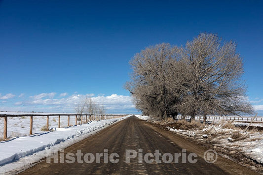 Photo- Rural Road Through Rugged and Remote Sweetwater County, Wyoming in Wintertime 1 Fine Art Photo Reproduction